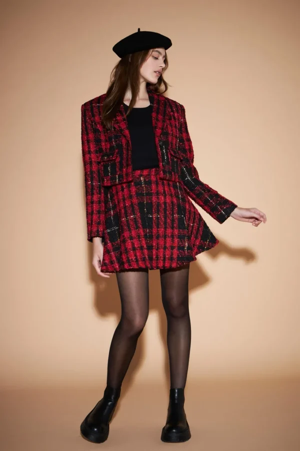 ENGLISH FACTORY Matching Sets | Skirts*- Tweed Skater Skirt REDMULTI