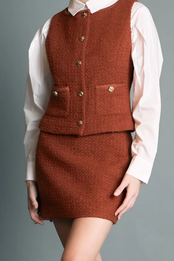 ENGLISH FACTORY Matching Sets | Vest*- Tweed Vest RUST