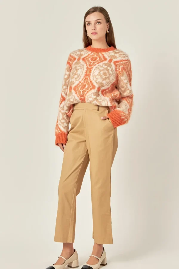 ENGLISH FACTORY Pants | Tops*- Twill Cropped Flared Hem Pants TAN