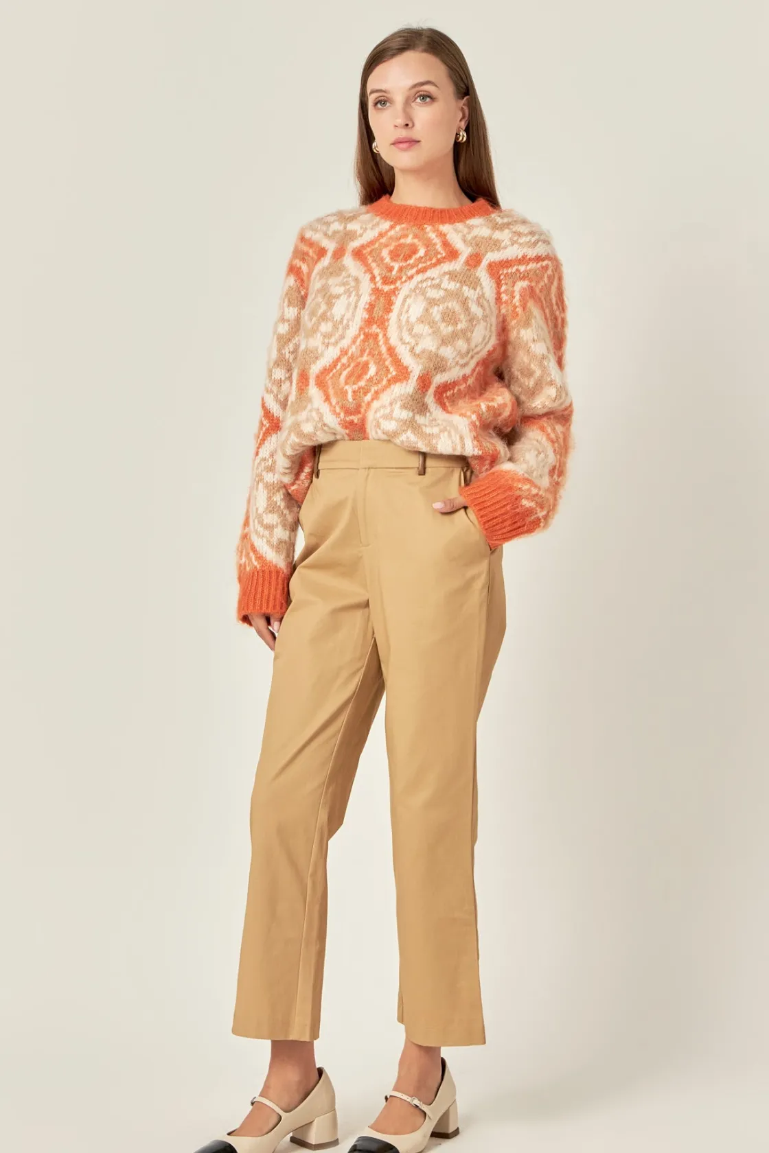 english_factory__twill_cr_1.webp ENGLISH FACTORY Pants | Tops*- Twill Cropped Flared Hem Pants TAN