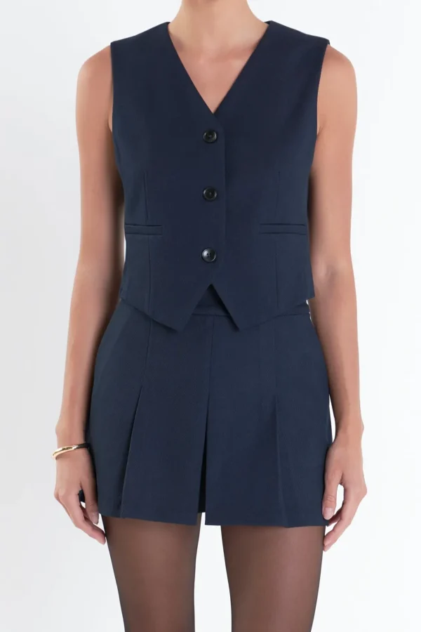 ENGLISH FACTORY Matching Sets | Tops*- Twill Vest NAVY