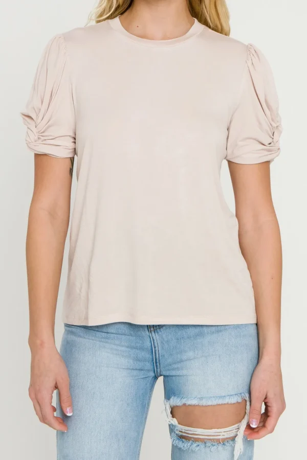 ENGLISH FACTORY Tops*- Twisted Sleeve T-shirt