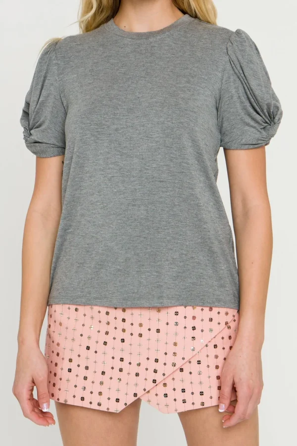 ENGLISH FACTORY Tops*- Twisted Sleeve T-shirt