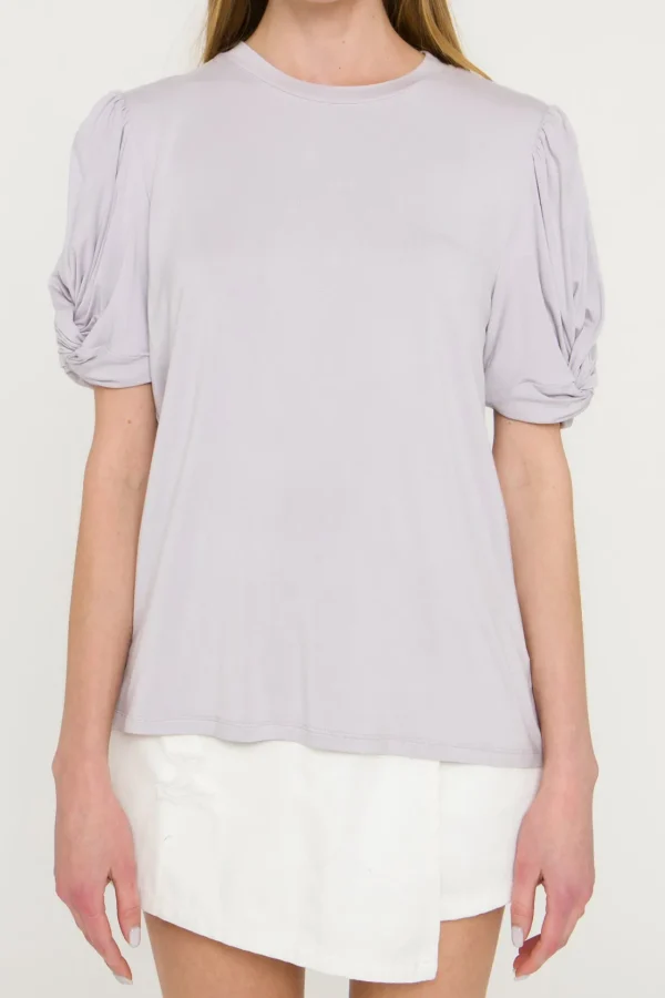 ENGLISH FACTORY Tops*- Twisted Sleeve T-shirt