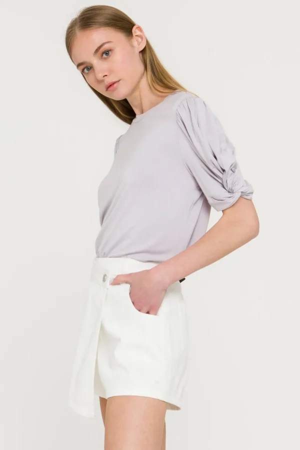 ENGLISH FACTORY Tops*- Twisted Sleeve T-shirt