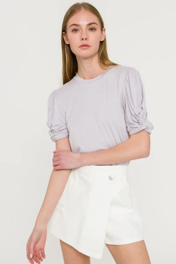 ENGLISH FACTORY Tops*- Twisted Sleeve T-shirt