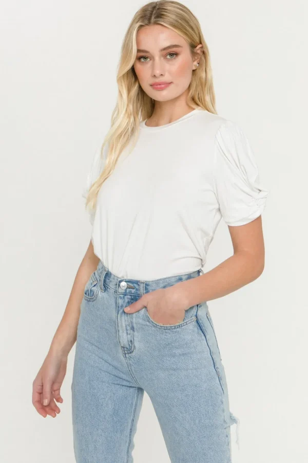 ENGLISH FACTORY Tops*- Twisted Sleeve T-shirt