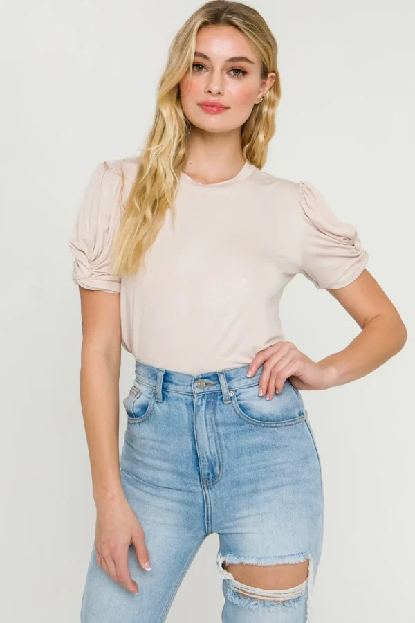 ENGLISH FACTORY Tops*- Twisted Sleeve T-shirt