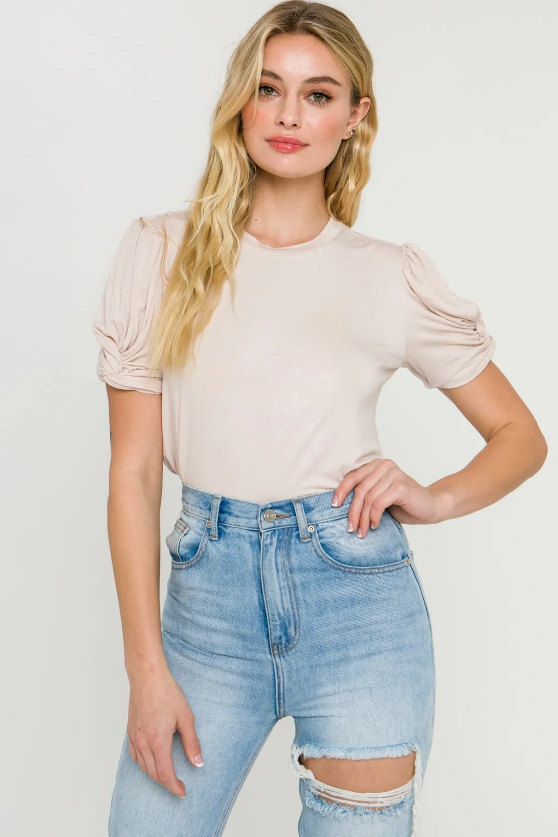 english_factory__twisted__3.webp ENGLISH FACTORY Tops*- Twisted Sleeve T-shirt