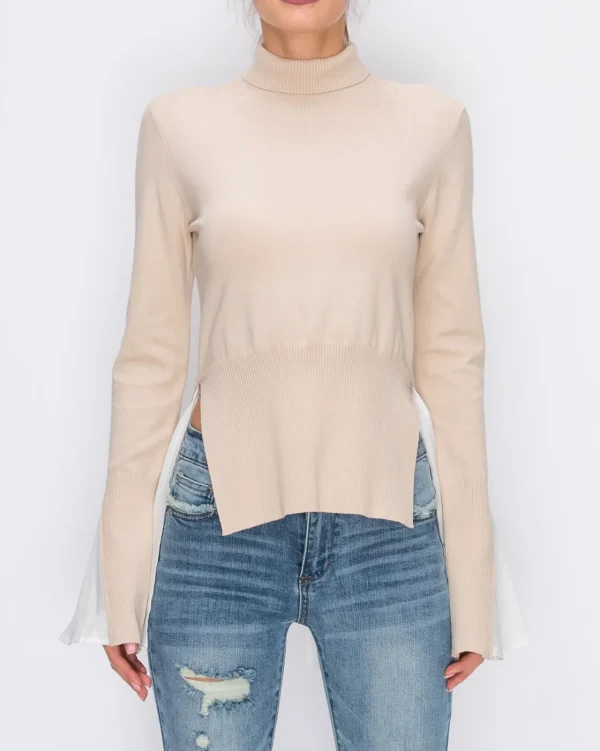 ENGLISH FACTORY Sweaters & Knits | Tops*- Two-fer Sweater Top TAN