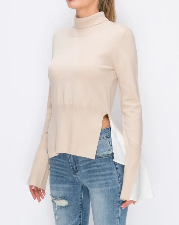 ENGLISH FACTORY Sweaters & Knits | Tops*- Two-fer Sweater Top TAN