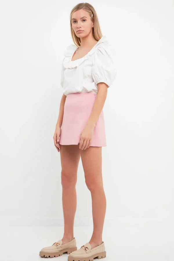 ENGLISH FACTORY Tops*- U-neckline Puff Sleeve Top WHITE
