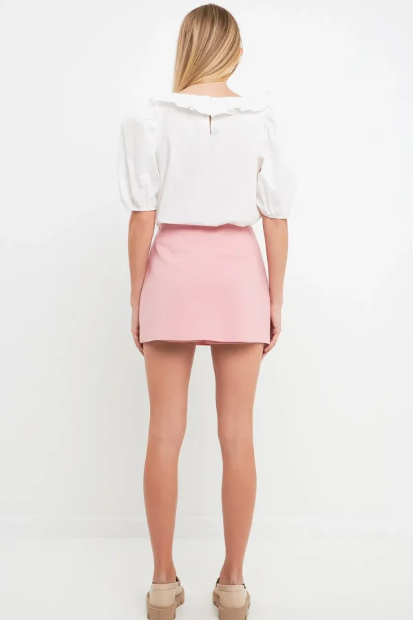 ENGLISH FACTORY Tops*- U-neckline Puff Sleeve Top WHITE