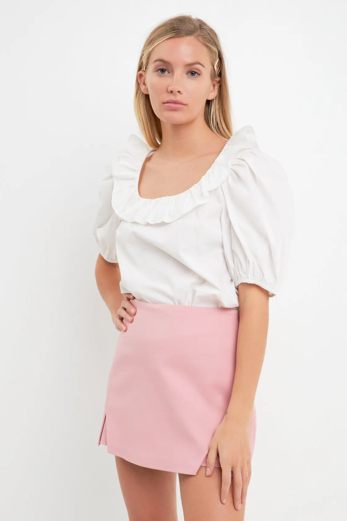english_factory__unecklin_3.webp ENGLISH FACTORY Tops*- U-neckline Puff Sleeve Top WHITE