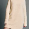 ENGLISH FACTORY Knit Dresses | Sweaters & Knits*- V Neck Knit Dress CREAM