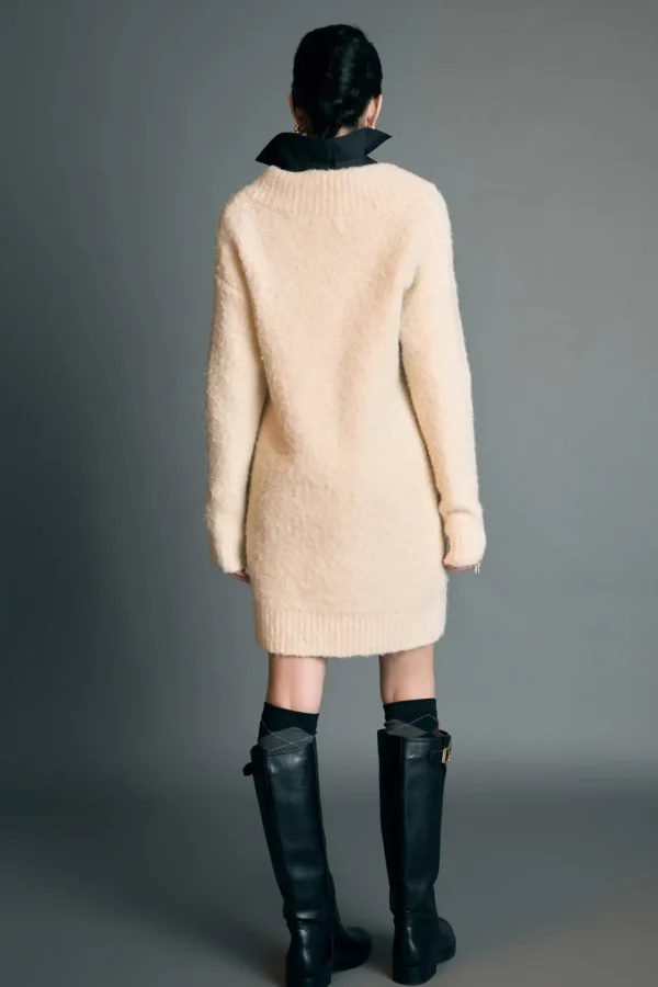 ENGLISH FACTORY Knit Dresses | Sweaters & Knits*- V Neck Knit Dress CREAM
