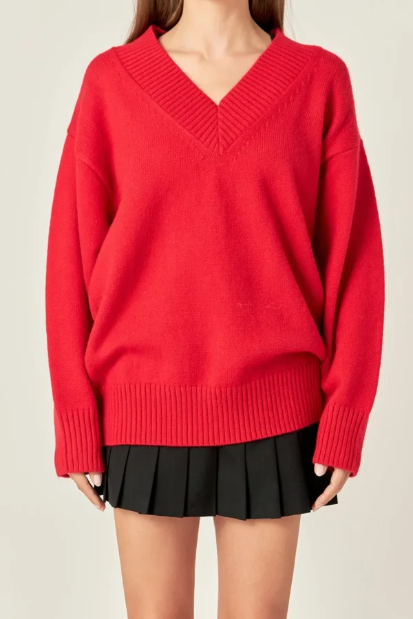 ENGLISH FACTORY Sweaters & Knits | Tops*- V Neckline Oversized Sweater
