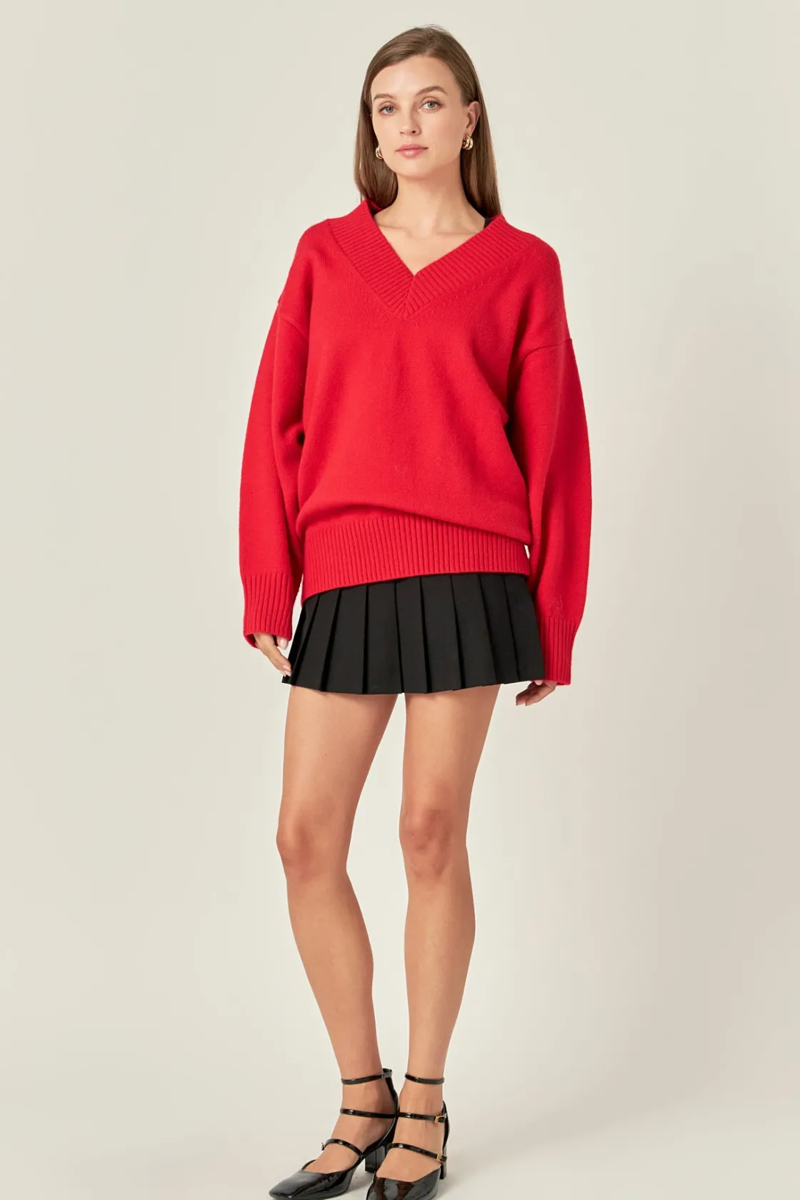 english_factory__v_neckli_1.webp ENGLISH FACTORY Sweaters & Knits | Tops*- V Neckline Oversized Sweater