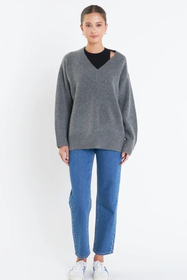 ENGLISH FACTORY Sweaters & Knits | Tops*- V Neckline Oversized Sweater