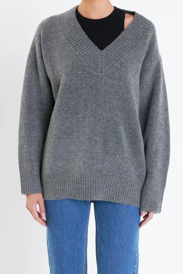 ENGLISH FACTORY Sweaters & Knits | Tops*- V Neckline Oversized Sweater