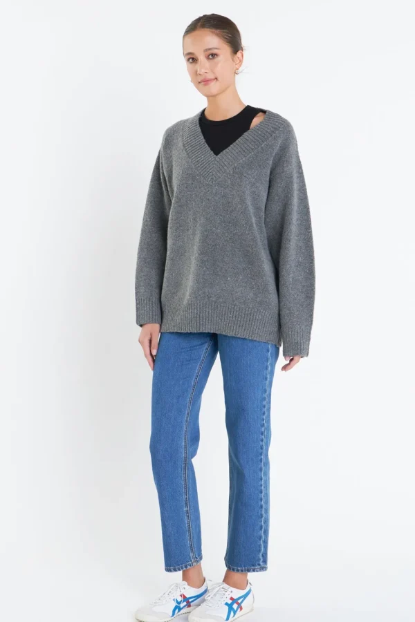 ENGLISH FACTORY Sweaters & Knits | Tops*- V Neckline Oversized Sweater