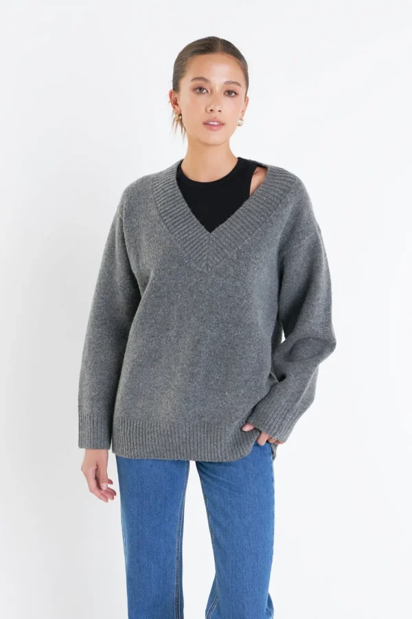 ENGLISH FACTORY Sweaters & Knits | Tops*- V Neckline Oversized Sweater