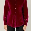 ENGLISH FACTORY Shirts & Blouses | Tops*- Velvet Classic Shirt BERRY