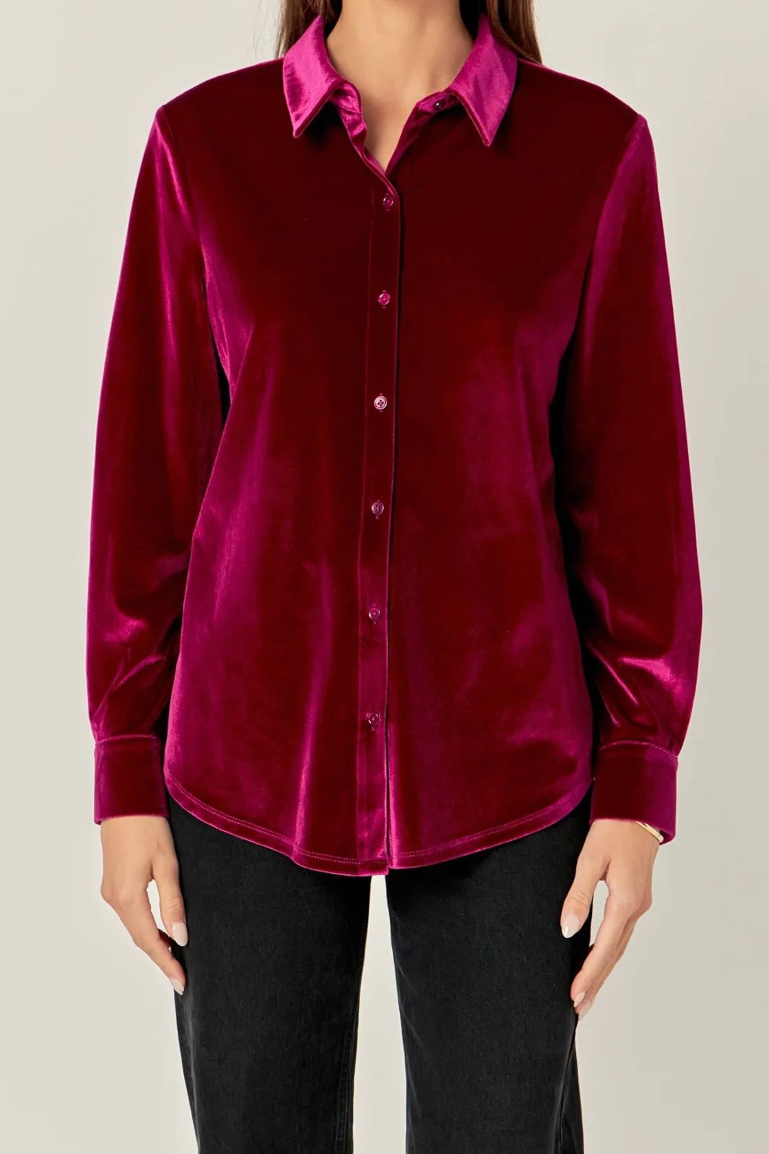 english_factory__velvet_c_0.webp ENGLISH FACTORY Shirts & Blouses | Tops*- Velvet Classic Shirt BERRY