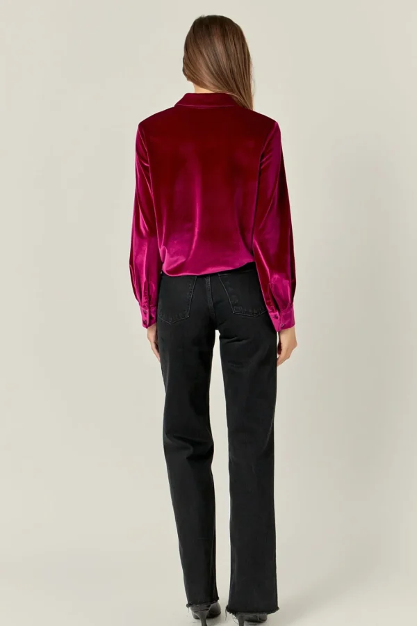 ENGLISH FACTORY Shirts & Blouses | Tops*- Velvet Classic Shirt BERRY