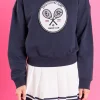 ENGLISH FACTORY Tops*- Velvet Patch Sweatshirt NAVY