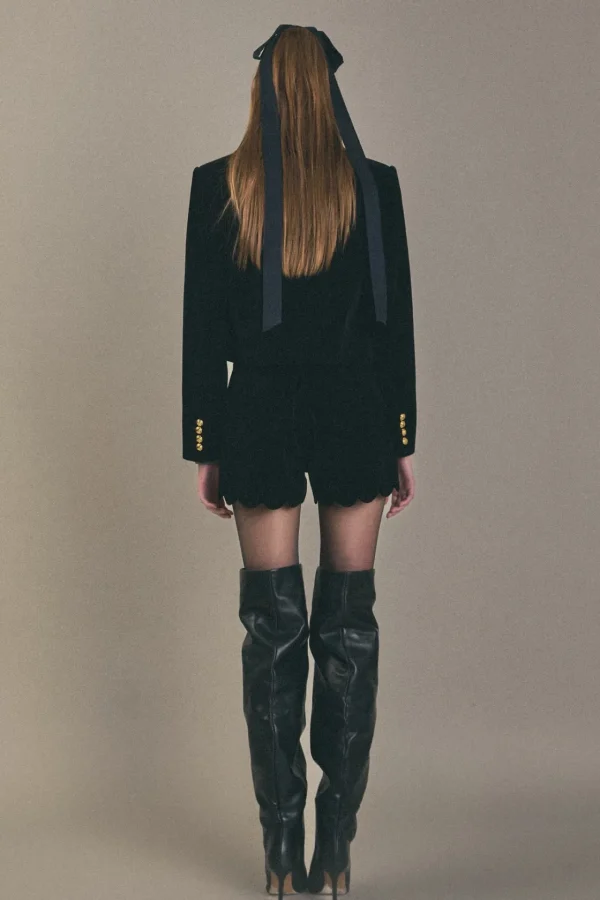 ENGLISH FACTORY Matching Sets | Jackets & Coats*- Velvet Scallop Jacket BLACK