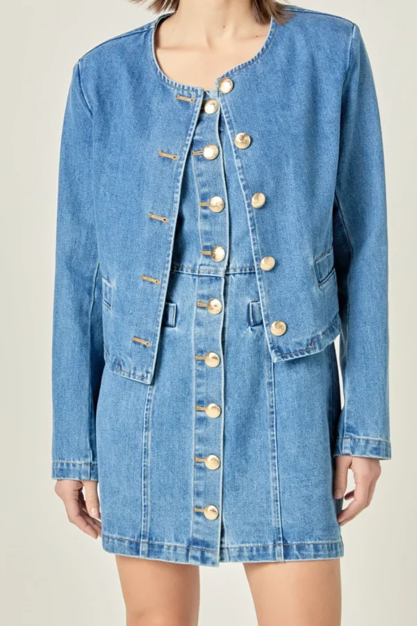ENGLISH FACTORY Denim | Matching Sets*- Vivienne Cropped Denim Jacket