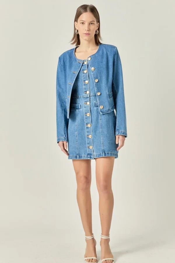 ENGLISH FACTORY Denim | Matching Sets*- Vivienne Cropped Denim Jacket