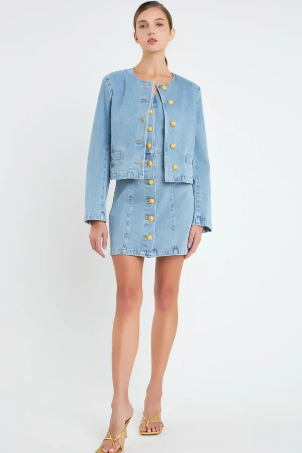 ENGLISH FACTORY Denim | Matching Sets*- Vivienne Cropped Denim Jacket
