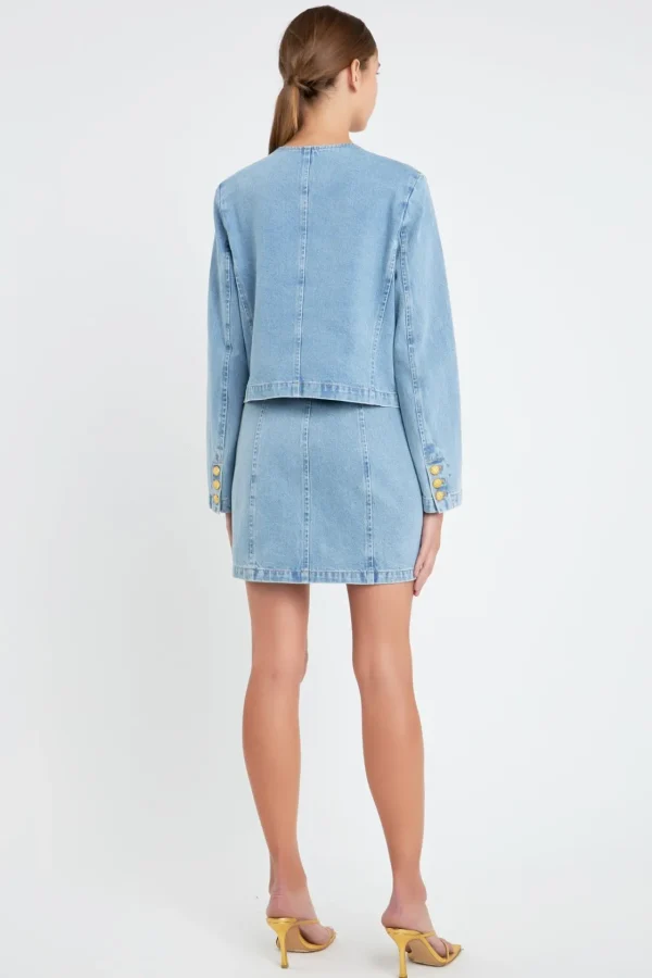 ENGLISH FACTORY Denim | Matching Sets*- Vivienne Cropped Denim Jacket
