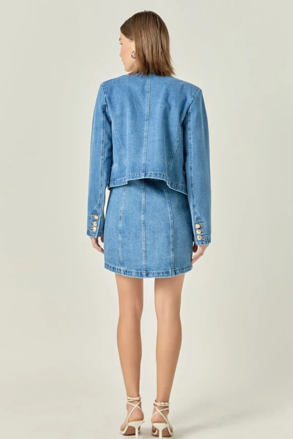 ENGLISH FACTORY Denim | Matching Sets*- Vivienne Cropped Denim Jacket