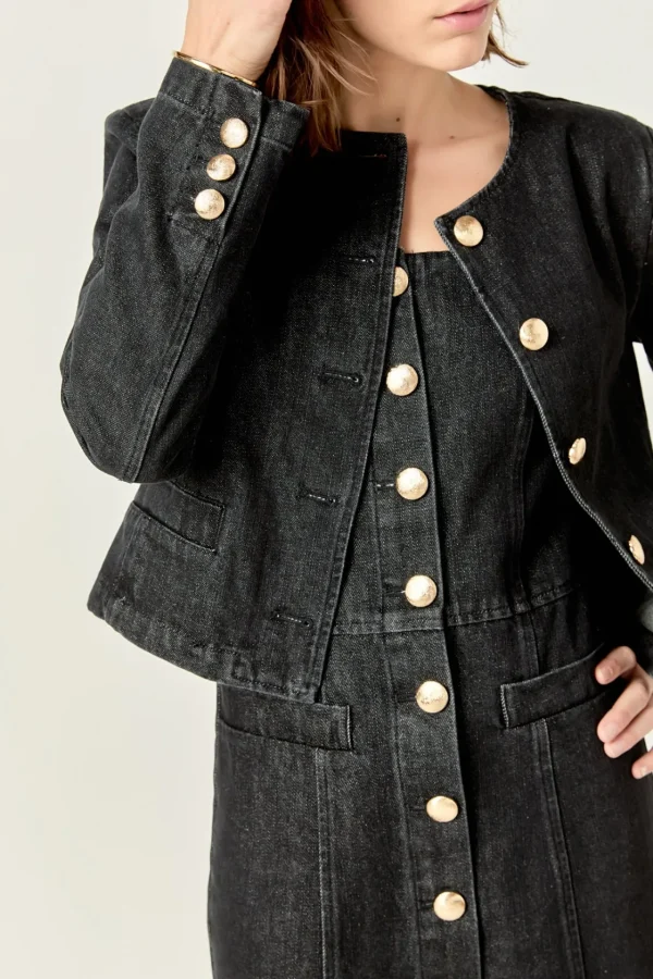 ENGLISH FACTORY Denim | Matching Sets*- Vivienne Cropped Denim Jacket