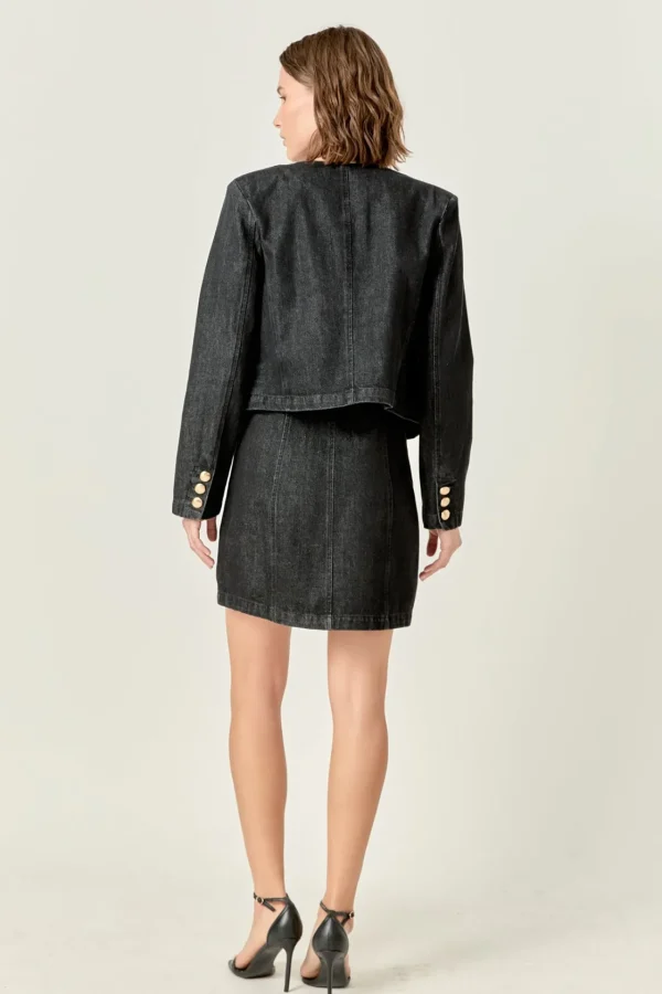 ENGLISH FACTORY Denim | Matching Sets*- Vivienne Cropped Denim Jacket