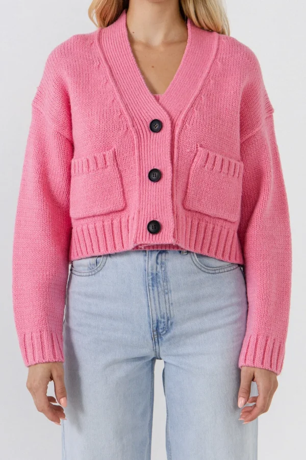 ENGLISH FACTORY Sweaters & Knits | Tops*- V-neck Knit Cardigan PINK
