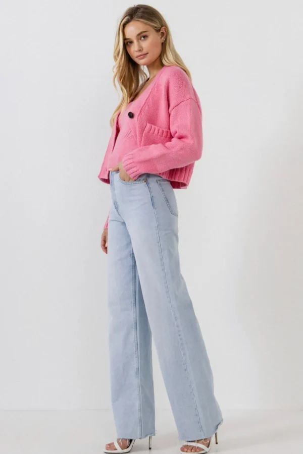 ENGLISH FACTORY Sweaters & Knits | Tops*- V-neck Knit Cardigan PINK