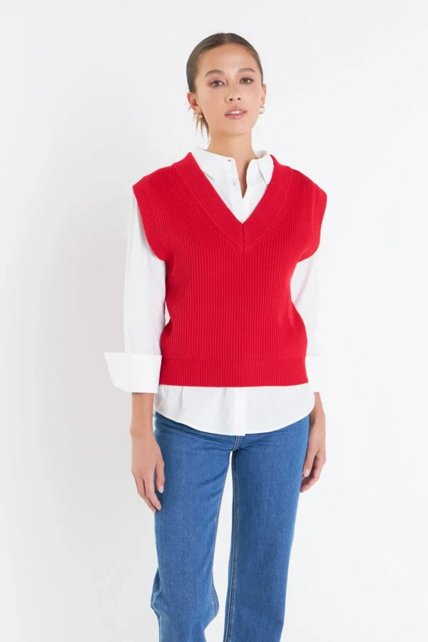 ENGLISH FACTORY Sweaters & Knits | Tops*- V-neck Knit Sweater Vest