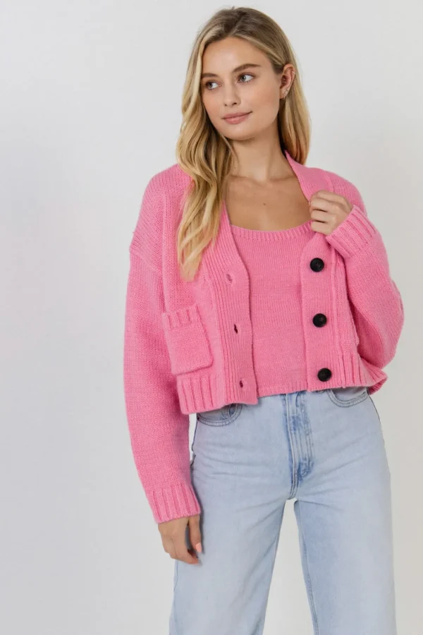 ENGLISH FACTORY Sweaters & Knits | Tops*- V-neck Knit Cardigan PINK