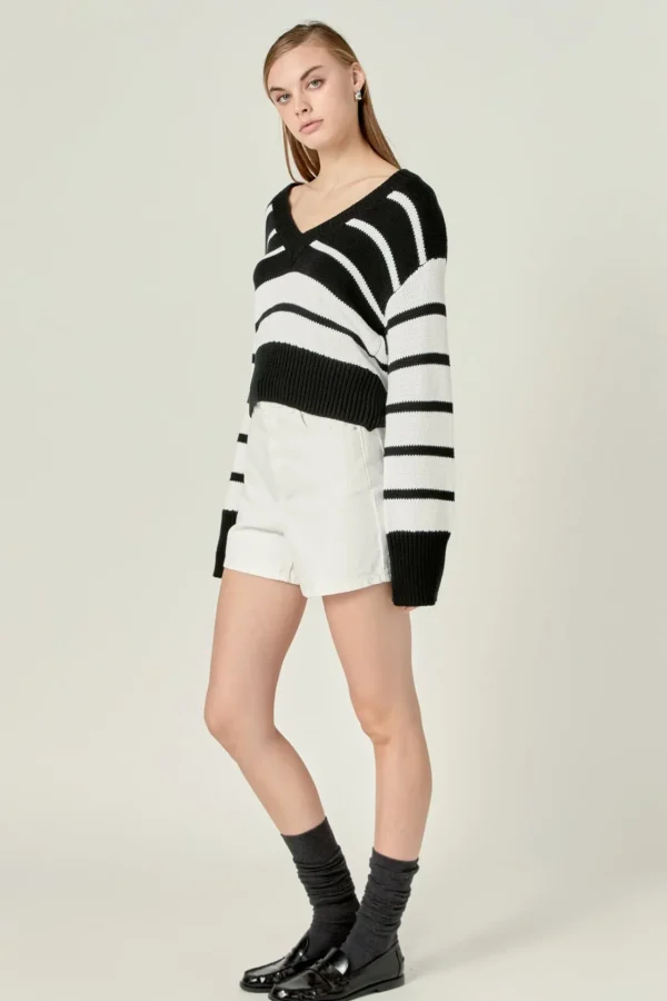 ENGLISH FACTORY Sweaters & Knits | Tops*- V-neck Striped Sweater