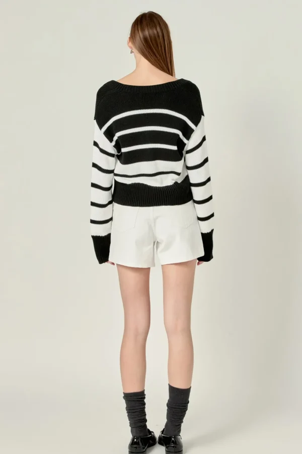 ENGLISH FACTORY Sweaters & Knits | Tops*- V-neck Striped Sweater