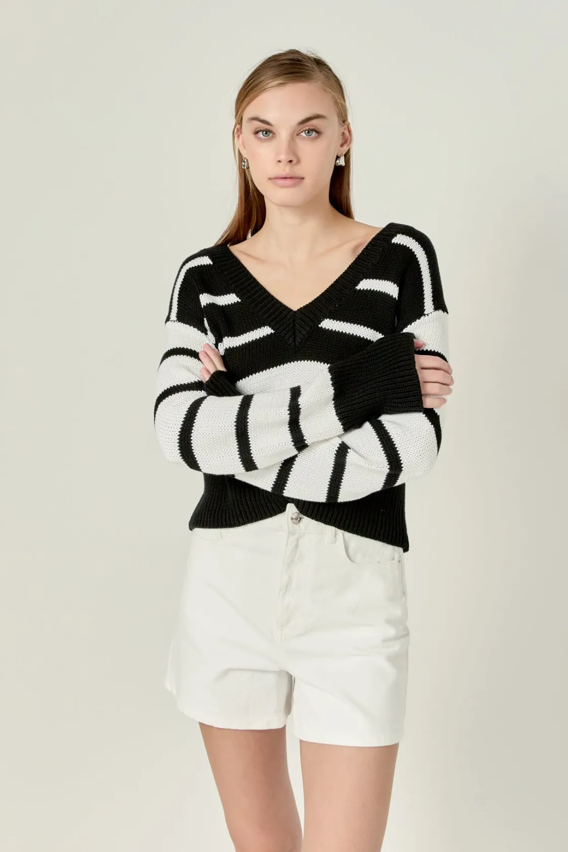 english_factory__vneck_st_3.webp ENGLISH FACTORY Sweaters & Knits | Tops*- V-neck Striped Sweater