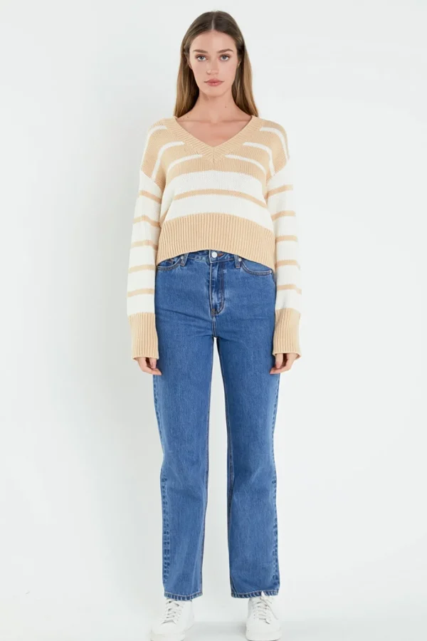 ENGLISH FACTORY Sweaters & Knits | Tops*- V-neck Striped Sweater
