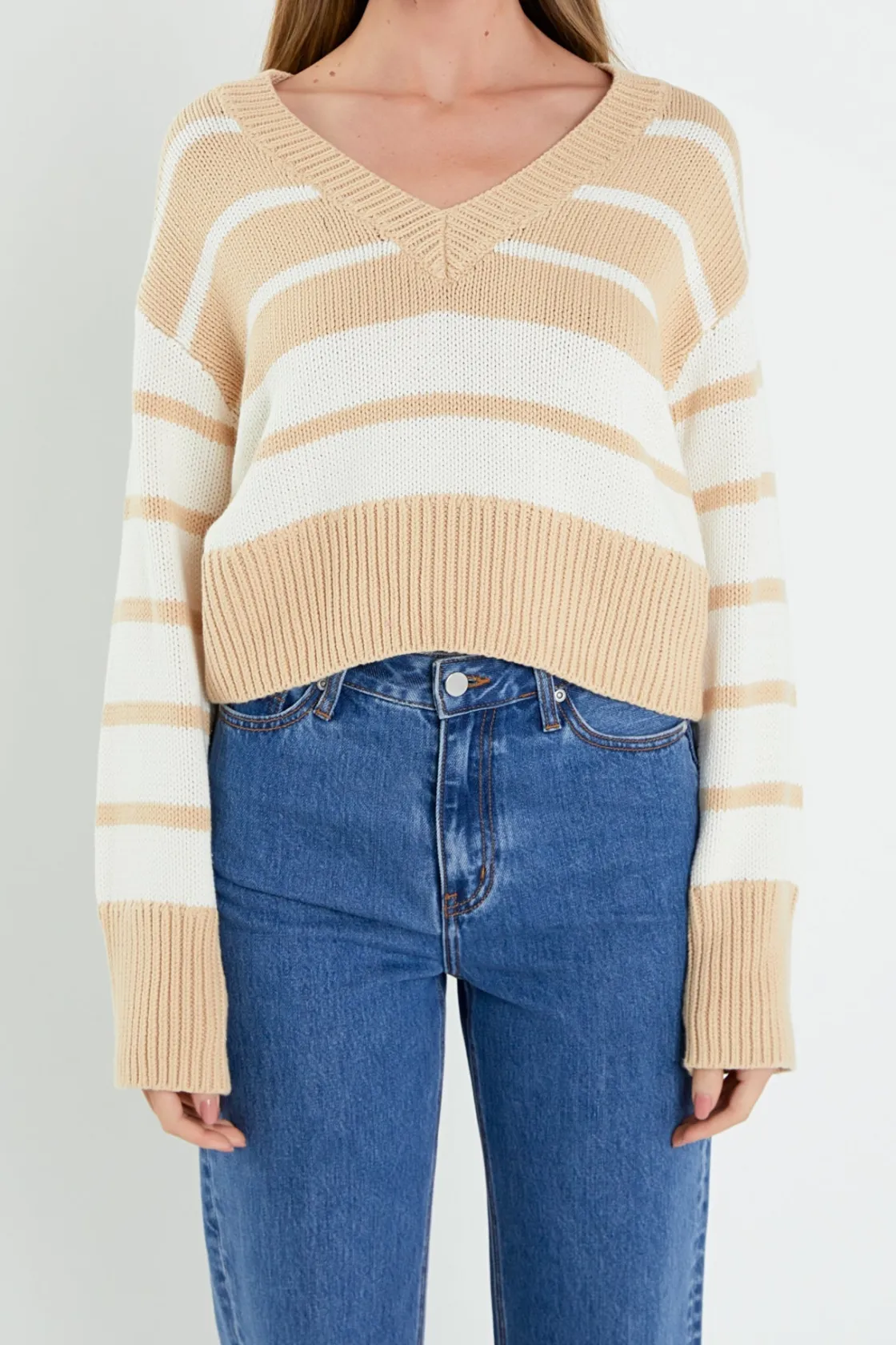 english_factory__vneck_st_5.webp ENGLISH FACTORY Sweaters & Knits | Tops*- V-neck Striped Sweater