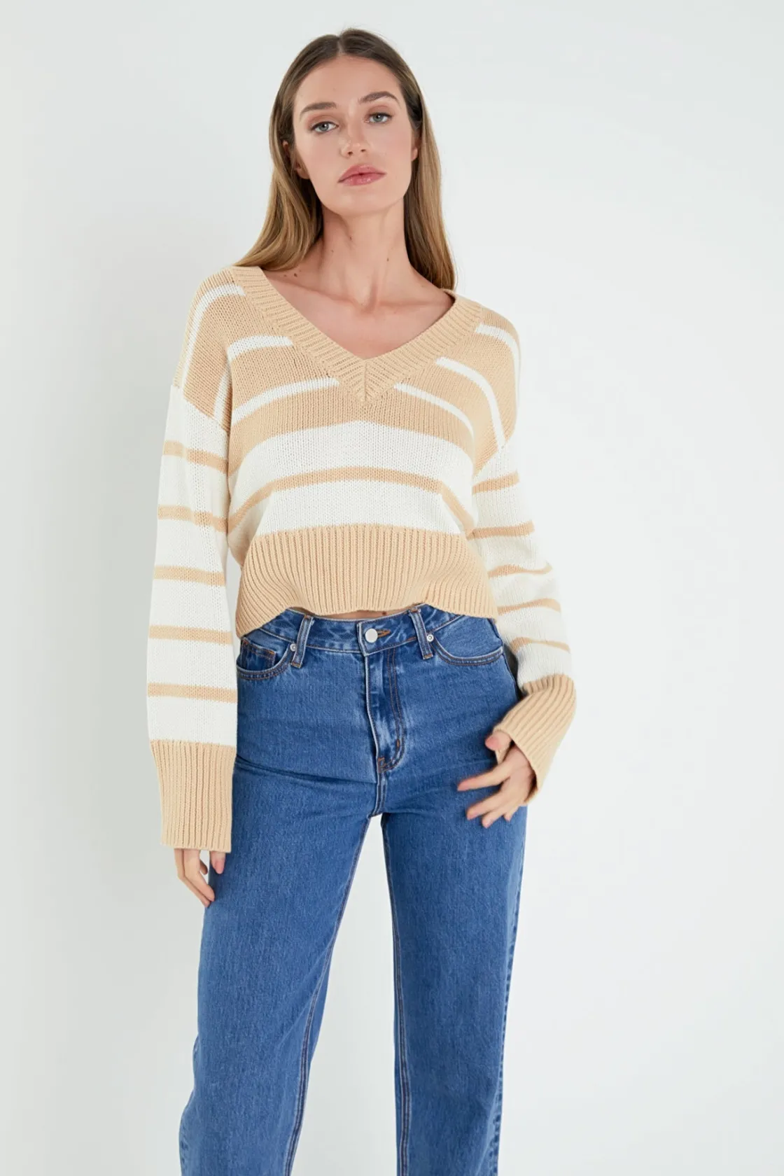 english_factory__vneck_st_8.webp ENGLISH FACTORY Sweaters & Knits | Tops*- V-neck Striped Sweater