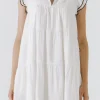 ENGLISH FACTORY Boho Dresses | White Dresses*- V-Neck Tiered Midi Dress WHITE