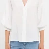 ENGLISH FACTORY Shirts & Blouses*- V-Neckline Drop Shoulder Blouse WHITE